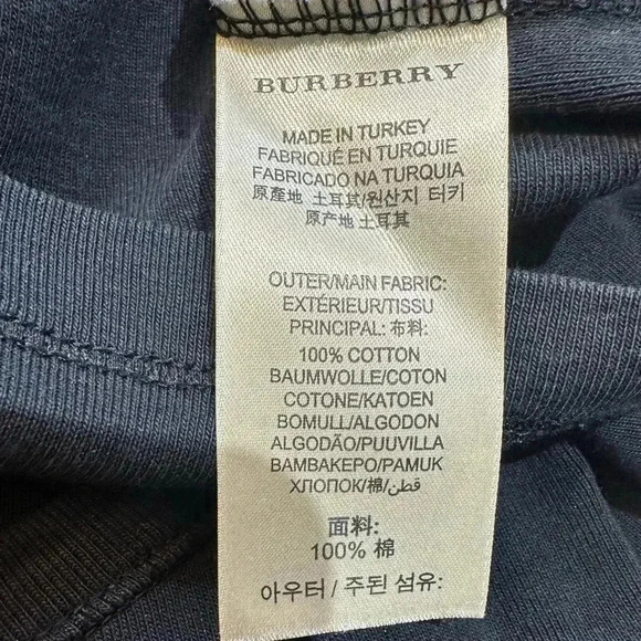 Burberry Brit Black Cotton Nova Check Trim Top size medium 3/4 Sleeve - Picture 10 of 10